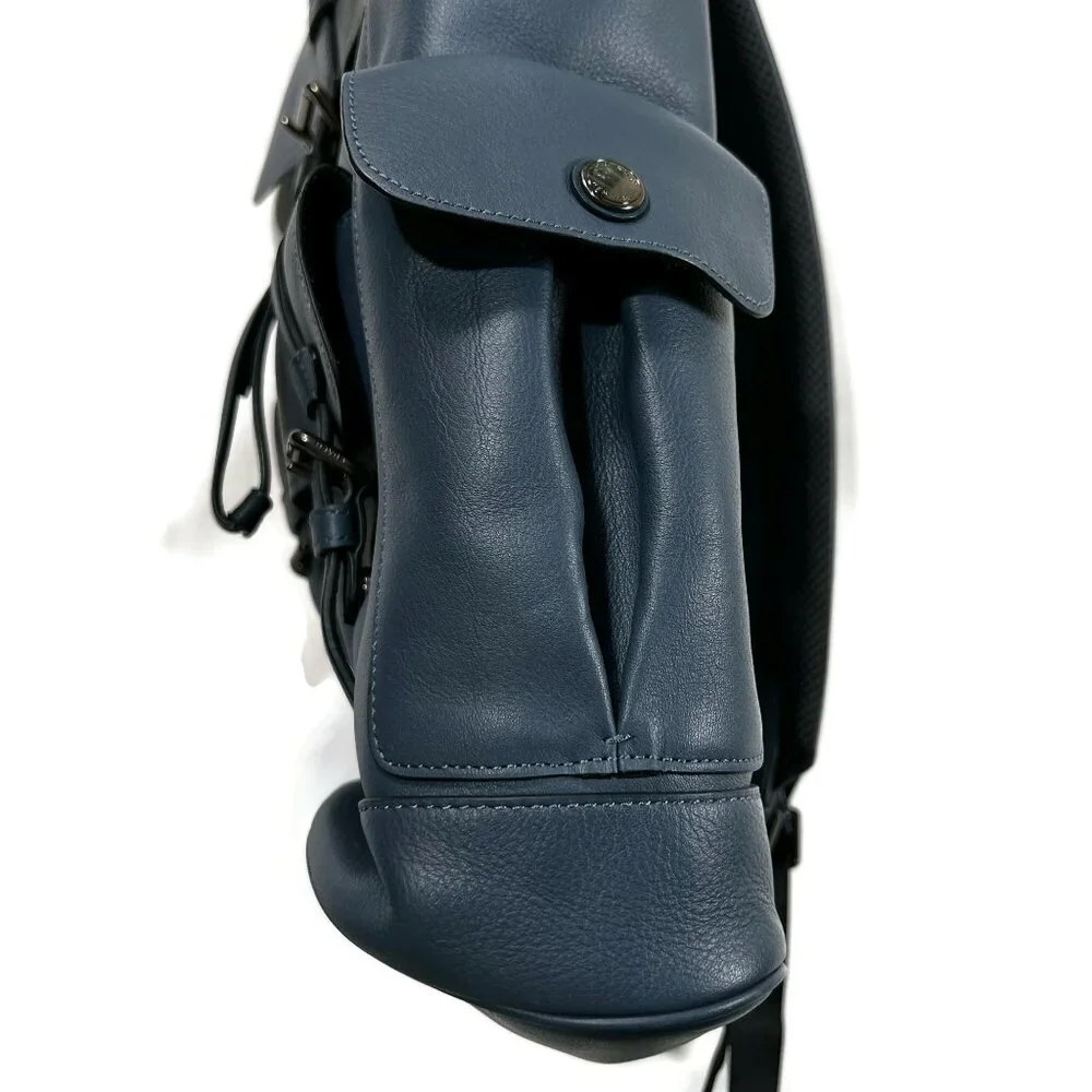 Coach Hudson‎ Leather Backpack Teal Blue Bucket School Work Briefcase Office